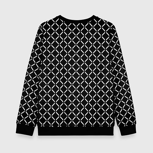 Детский свитшот Чёрно-белый паттерн полосы-ромбы / 3D-Черный – фото 2