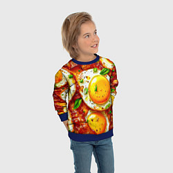 Свитшот детский Яичница с беконом, цвет: 3D-синий — фото 2