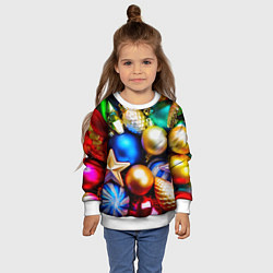 Свитшот детский Новогодние украшения, цвет: 3D-белый — фото 2