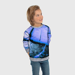 Свитшот детский Трещины на абстрактном синем фоне, цвет: 3D-меланж — фото 2