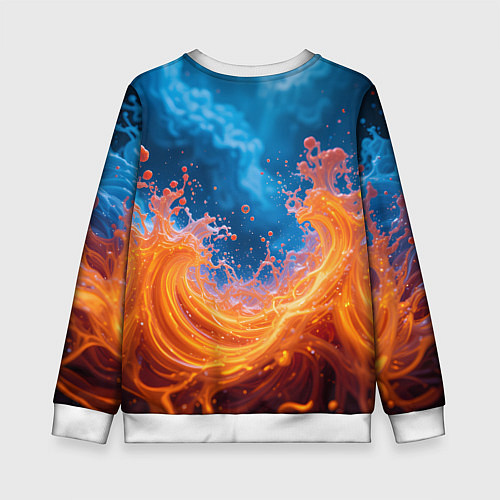 Детский свитшот Яркое пламя в воде / 3D-Белый – фото 2
