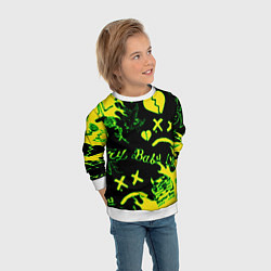 Свитшот детский Lil Peep кислотные автографы, цвет: 3D-белый — фото 2