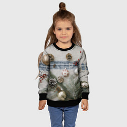 Свитшот детский Новогодние украшения, цвет: 3D-черный — фото 2