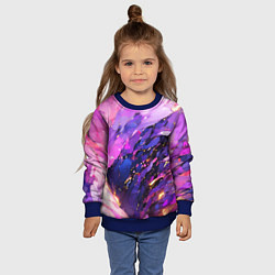 Свитшот детский Фиолетово-розовая абстракция, цвет: 3D-синий — фото 2
