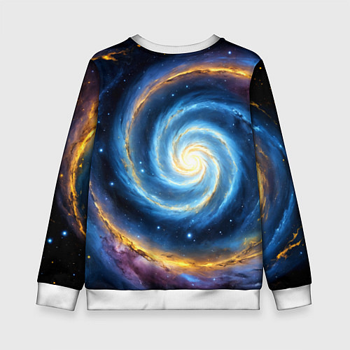 Детский свитшот Кот на фоне космоса / 3D-Белый – фото 2