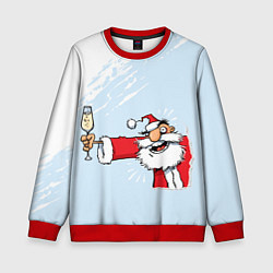 Свитшот детский Дед мороз с шампанским, цвет: 3D-красный