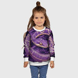 Свитшот детский Сиреневая змея, цвет: 3D-белый — фото 2