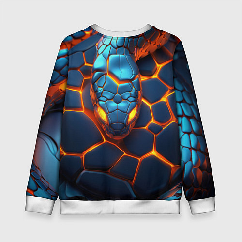 Детский свитшот Cyber neon snake / 3D-Белый – фото 2