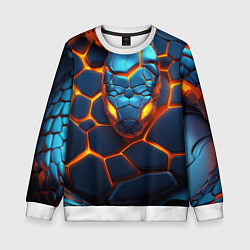 Свитшот детский Cyber neon snake, цвет: 3D-белый