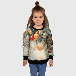Свитшот детский Большие и маленькие новогодние шары, цвет: 3D-черный — фото 2