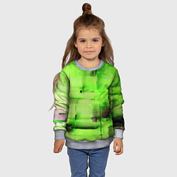 Свитшот детский Чёрные пятна на зелёном фоне абстракция, цвет: 3D-меланж — фото 2