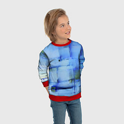Свитшот детский Чёрные пятна на синем фоне абстракция, цвет: 3D-красный — фото 2