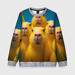Свитшот детский Желтые капибары, цвет: 3D-меланж