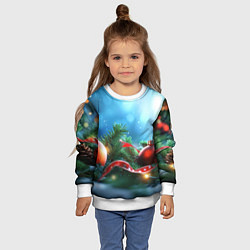 Свитшот детский Красные игрушки новогодние, цвет: 3D-белый — фото 2