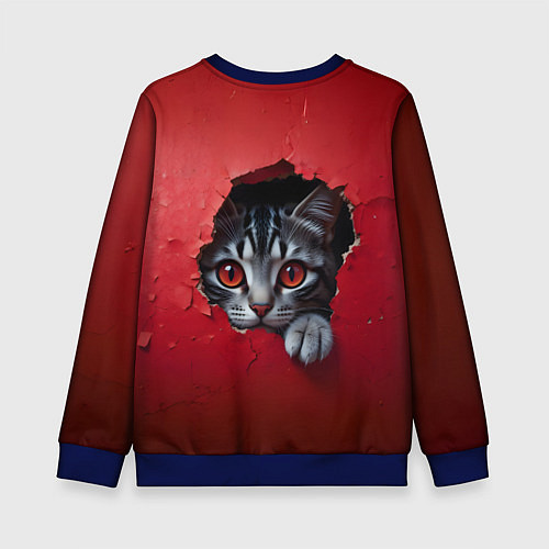 Детский свитшот Выглядывающий котик / 3D-Синий – фото 2