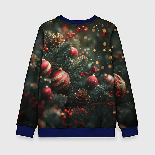 Детский свитшот Новый год - шарики / 3D-Синий – фото 2