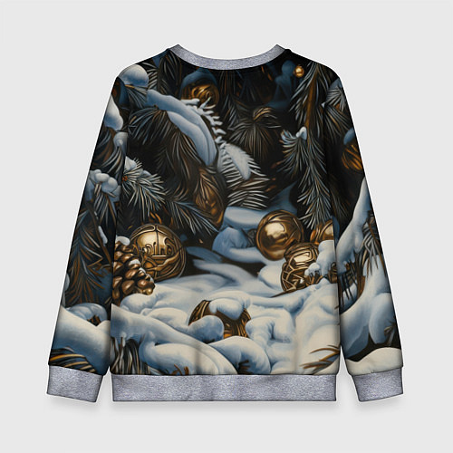 Детский свитшот Новогодний кролик под елкой / 3D-Меланж – фото 2