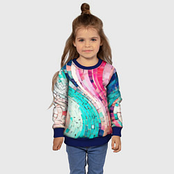 Свитшот детский Волнистые розово-голубые плитки, цвет: 3D-синий — фото 2