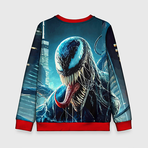 Детский свитшот Venom in metropolis - ai art neon fantasy / 3D-Красный – фото 2