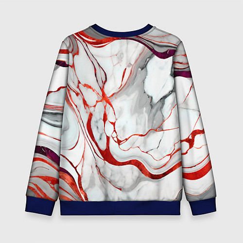 Детский свитшот Красно-белый мрамор / 3D-Синий – фото 2