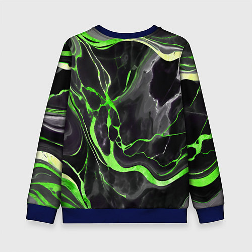 Детский свитшот Зелёно-чёрный мрамор / 3D-Синий – фото 2