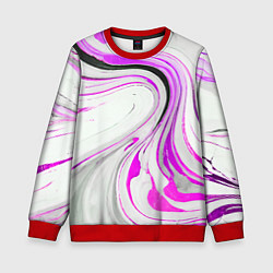 Свитшот детский Волнистые чёрно-фиолетовые линии на белом фоне, цвет: 3D-красный