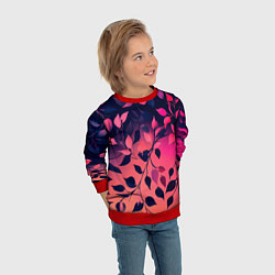 Свитшот детский Листья на градиентном фоне -нейросеть, цвет: 3D-красный — фото 2