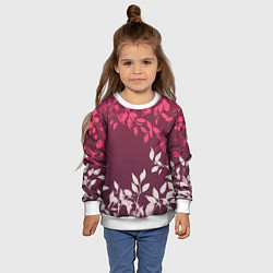 Свитшот детский Листья на бордовом фоне - нейросеть, цвет: 3D-белый — фото 2