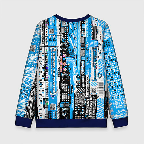 Детский свитшот Киберпанк паттерн синий / 3D-Синий – фото 2