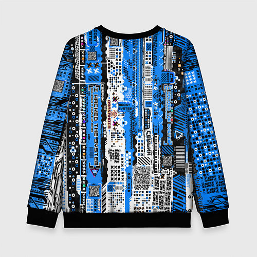 Детский свитшот Киберпанк паттерн синий / 3D-Черный – фото 2