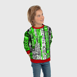 Свитшот детский Киберпанк паттерн зелёный, цвет: 3D-красный — фото 2