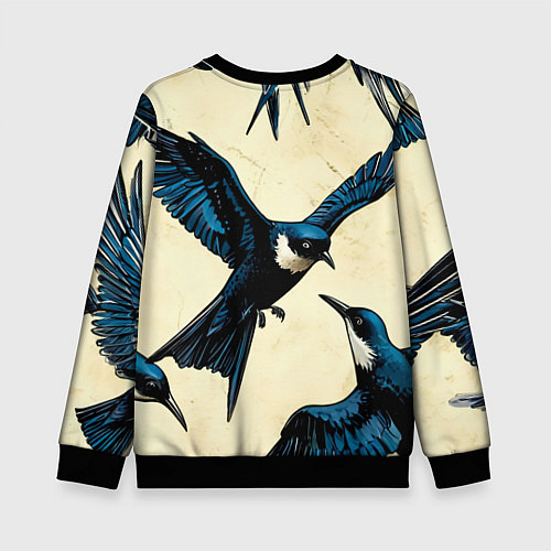Детский свитшот Ласточки / 3D-Черный – фото 2