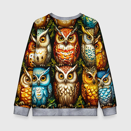 Детский свитшот Много сов / 3D-Меланж – фото 2