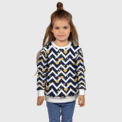 Свитшот детский Золотые кляксы на фоне бело-синего паттерна, цвет: 3D-белый — фото 2