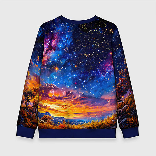 Детский свитшот Аист и космос / 3D-Синий – фото 2