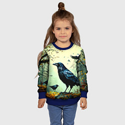 Свитшот детский Черный ворон в осеннем лесу, цвет: 3D-синий — фото 2