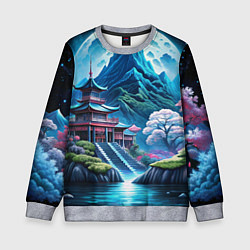 Детский свитшот Пейзаж Японии и горы