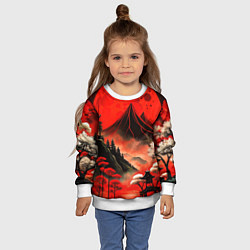 Свитшот детский Япония природа в красном цвете, цвет: 3D-белый — фото 2
