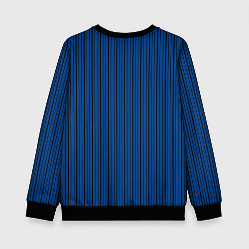 Детский свитшот Кобальтовый синий в тонкую чёрную полосу / 3D-Черный – фото 2