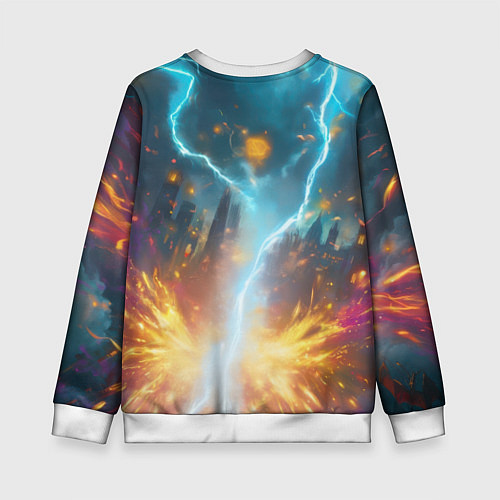 Детский свитшот Гарри Поттер с волшебной палочкой / 3D-Белый – фото 2