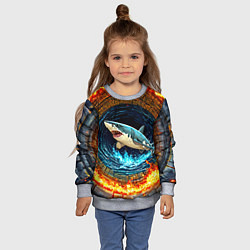 Свитшот детский Акула в огненом колодце, цвет: 3D-меланж — фото 2