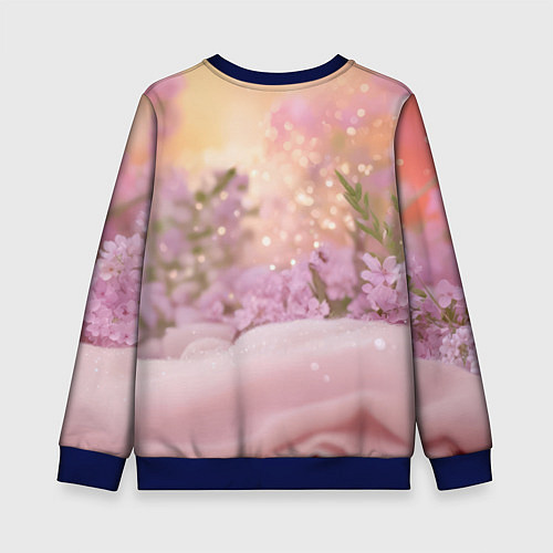 Детский свитшот Милая лисичка и сирень / 3D-Синий – фото 2