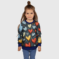 Свитшот детский Разноцветные сердца, цвет: 3D-синий — фото 2