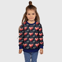 Свитшот детский Геометрические сердечки, цвет: 3D-синий — фото 2