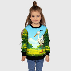 Свитшот детский Аист в лесу, цвет: 3D-черный — фото 2