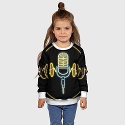 Свитшот детский Неоновый микрофон, цвет: 3D-белый — фото 2