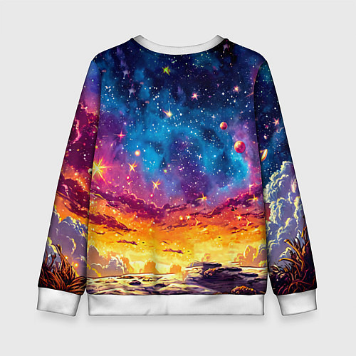 Детский свитшот Пингвин в космосе / 3D-Белый – фото 2