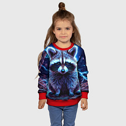 Свитшот детский Енот в разрядах молний, цвет: 3D-красный — фото 2