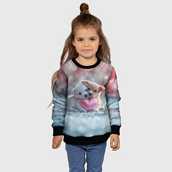 Свитшот детский Милые щенята с сердечком, цвет: 3D-черный — фото 2