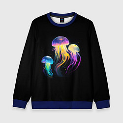 Свитшот детский Танец трёх медуз, цвет: 3D-синий